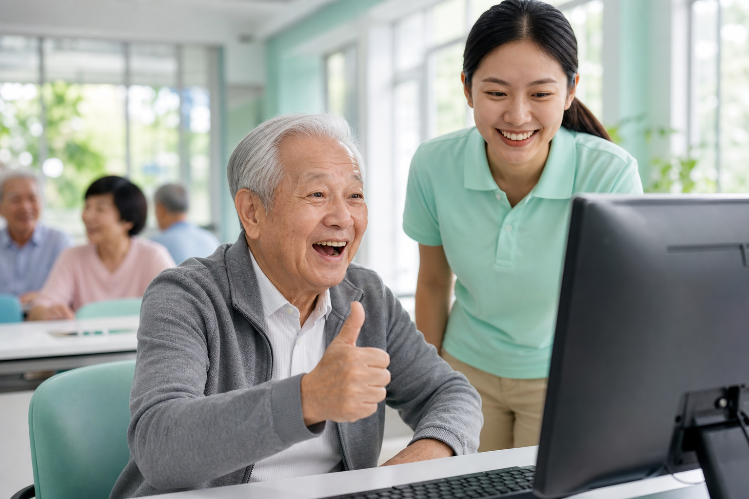 Senior using a tablet with ease, showing an intuitive interface